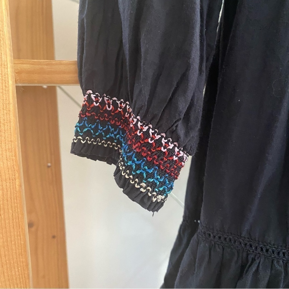 Free People Black Floral Embroidered Off The Shoulder Sunbeams Mini Dress XS - Picture 8 of 16